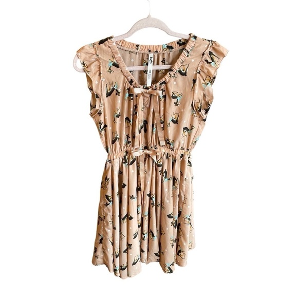 MUSS cute Deer Print-A Line-Circle Skirt-Size Small-Button up-White Dots - Picture 7 of 14